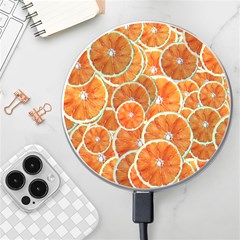Oranges Background Texture Pattern Wireless Fast Charger(white) by Simbadda