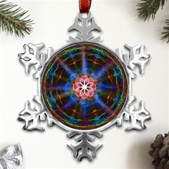 Mandala Pattern Kaleidoscope Metal Small Snowflake Ornament by Simbadda