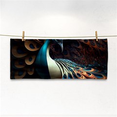 Colorful Peacock Bird Feathers Hand Towel by Vaneshop