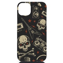 Grunge Seamless Pattern With Skulls Iphone 14 Plus Black Uv Print Case by Amaryn4rt