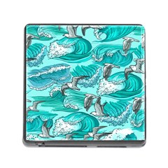 Sea-waves-seamless-pattern Memory Card Reader (square 5 Slot) by uniart180623