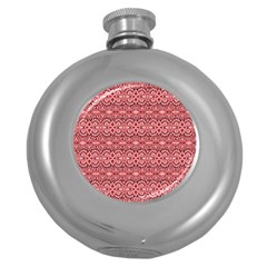 Pink-art-with-abstract-seamless-flaming-pattern Round Hip Flask (5 Oz) by uniart180623