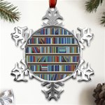 Bookshelf Metal Small Snowflake Ornament Front