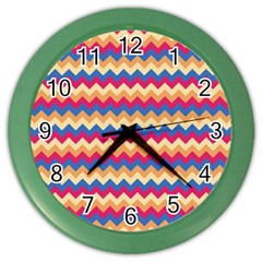 Zigzag-pattern-seamless-zig-zag-background-color Color Wall Clock by uniart180623