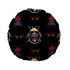 Floral-bugs-seamless-pattern Standard 15  Premium Round Cushions by uniart180623