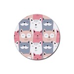 Cute Seamless Pattern With Cats Rubber Coaster (Round) Front