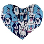 Dogs Seamless Pattern Large 19  Premium Heart Shape Cushions Front