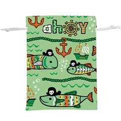 Seamless Pattern Fishes Pirates Cartoon Lightweight Drawstring Pouch (xl) by uniart180623