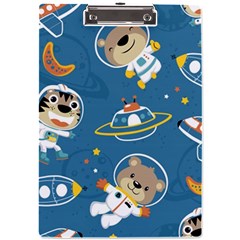 Seamless-pattern-funny-astronaut-outer-space-transportation A4 Acrylic Clipboard by uniart180623