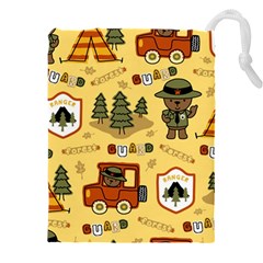 Seamless-pattern-funny-ranger-cartoon Drawstring Pouch (5xl) by uniart180623