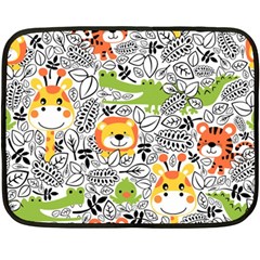 Seamless-pattern-with-wildlife-cartoon Two Sides Fleece Blanket (mini) by uniart180623