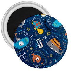Seamless-pattern-vector-submarine-with-sea-animals-cartoon 3  Magnets by uniart180623