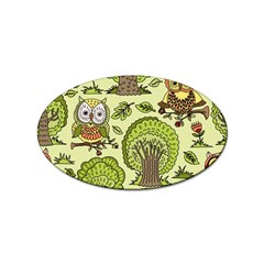 Seamless-pattern-with-trees-owls Sticker Oval (100 Pack) by uniart180623