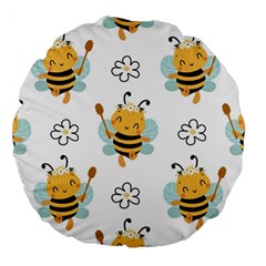 Art Bee Pattern Design Wallpaper Background Large 18  Premium Round Cushions by uniart180623