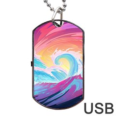 Waves Ocean Sea Tsunami Nautical Dog Tag Usb Flash (one Side) by uniart180623