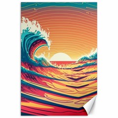 Waves Ocean Sea Tsunami Nautical Art Nature Canvas 24  X 36  by uniart180623