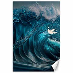 Tsunami Waves Ocean Sea Water Rough Seas Canvas 24  X 36  by uniart180623