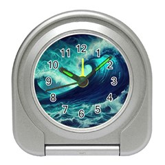 Ai Generated Waves Ocean Sea Tsunami Nautical Fantasy Travel Alarm Clock by uniart180623