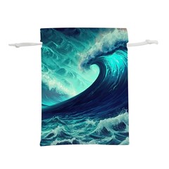 Ai Generated Waves Ocean Sea Tsunami Nautical Fantasy Lightweight Drawstring Pouch (m) by uniart180623