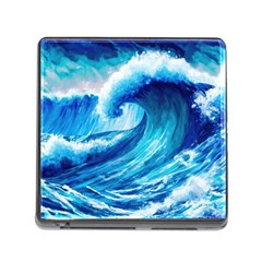 Tsunami Tidal Wave Ocean Waves Sea Nature Water Blue Painting Memory Card Reader (square 5 Slot) by uniart180623