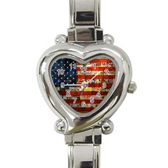 Usa Flag United States Heart Italian Charm Watch by uniart180623