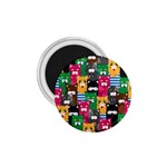Cat Funny Colorful Pattern 1.75  Magnets Front