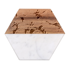 Prickly Pear Cactus Flower Plant Marble Wood Coaster (hexagon)  by Ravend