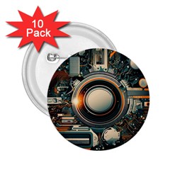 Technology Robot Internet Processor 2 25  Buttons (10 Pack)  by Ravend