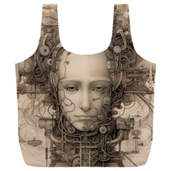 Cyborg Robot Future Drawing Poster Full Print Recycle Bag (xxl) by Ravend