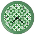 Mazipoodles Green White Donuts Polka Dot  Color Wall Clock Front