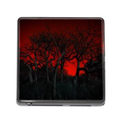 Dark Forest Jungle Plant Black Red Tree Memory Card Reader (square 5 Slot) by uniart180623