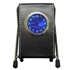 Spiral Shape Blue Abstract Pen Holder Desk Clock by uniart180623