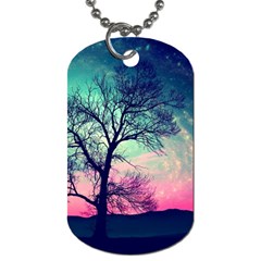 Tree Abstract Field Galaxy Night Nature Dog Tag (two Sides) by uniart180623