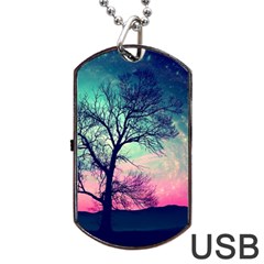 Tree Abstract Field Galaxy Night Nature Dog Tag Usb Flash (one Side) by uniart180623
