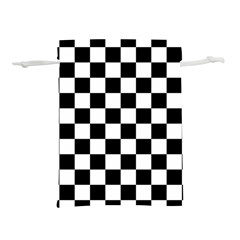 Black White Checker Pattern Checkerboard Lightweight Drawstring Pouch (m) by uniart180623