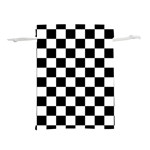 Black White Checker Pattern Checkerboard Lightweight Drawstring Pouch (M) Front