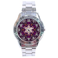 Rosette Kaleidoscope Mosaic Abstract Background Art Stainless Steel Analogue Watch by Simbadda