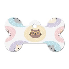 Cute Cat Seamless Pattern Background Dog Tag Bone (two Sides) by Simbadda