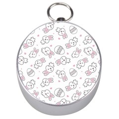 Cute Pattern With Easter Bunny Egg Silver Compasses by Simbadda
