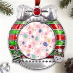 Cute Bunnies Easter Eggs Seamless Pattern Metal X Mas Ribbon With Red Crystal Round Ornament Front