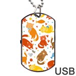 Seamless Pattern With Kittens White Background Dog Tag USB Flash (Two Sides) Back