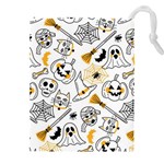 Funny Hand Drawn Halloween Pattern Drawstring Pouch (4XL) Front
