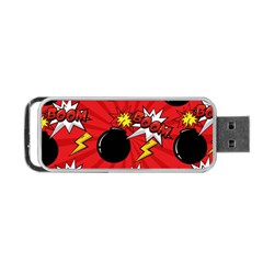 Pop Art Comic Pattern Bomb Boom Explosion Background Portable Usb Flash (two Sides) by Simbadda