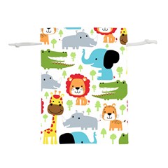 Seamless Pattern Vector With Animals Cartoon Lightweight Drawstring Pouch (s) by Simbadda