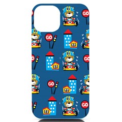 Racing-car-printing-set-cartoon-vector-pattern Iphone 14 Black Uv Print Case by Simbadda
