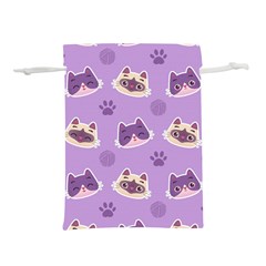 Cute-colorful-cat-kitten-with-paw-yarn-ball-seamless-pattern Lightweight Drawstring Pouch (l) by Simbadda