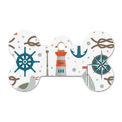 Nautical-elements-pattern-background Dog Tag Bone (two Sides) by Simbadda