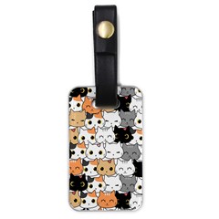 Cute-cat-kitten-cartoon-doodle-seamless-pattern Luggage Tag (one Side) by Simbadda