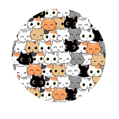 Cute-cat-kitten-cartoon-doodle-seamless-pattern Mini Round Pill Box (pack Of 3) by Simbadda