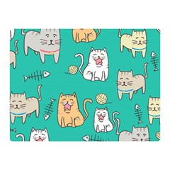 Seamless-pattern-cute-cat-cartoon-with-hand-drawn-style Two Sides Premium Plush Fleece Blanket (mini) by Simbadda